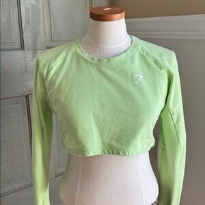 Gymshark Training Long Sleeve Crop Top Sweatshirt Size S Lime Green Athletic Gym